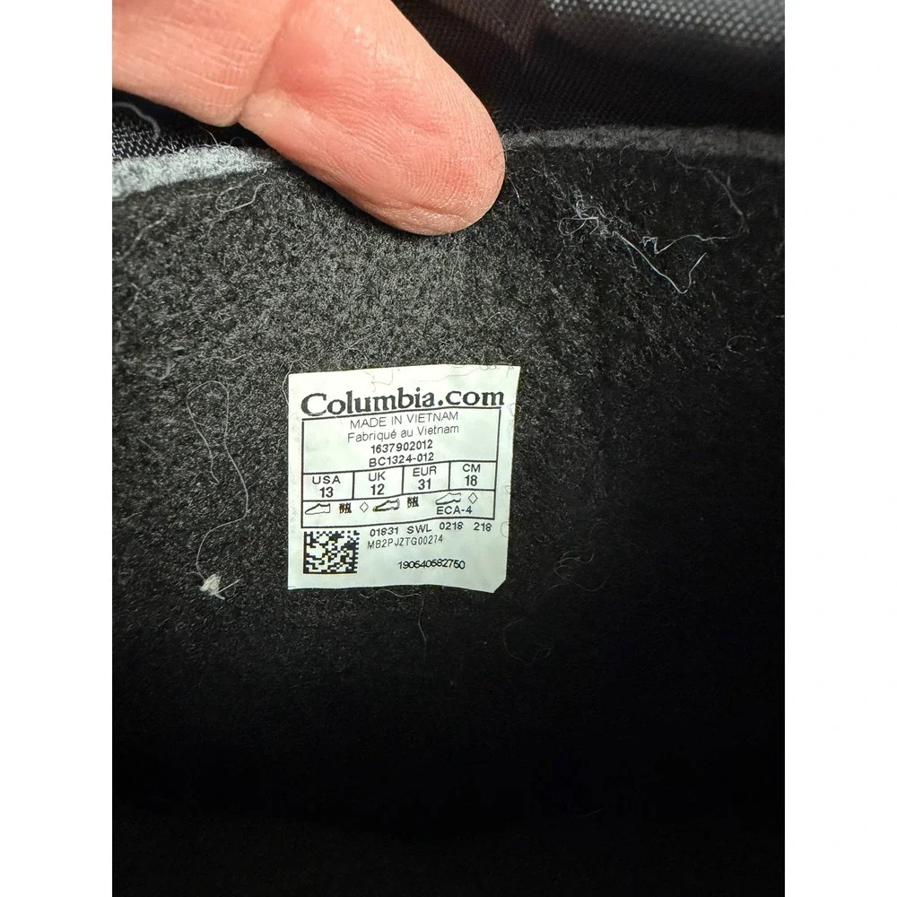 Columbia Snow Boot Boys 13 Powderbug Plus II Waterproof 400g Black Insulated